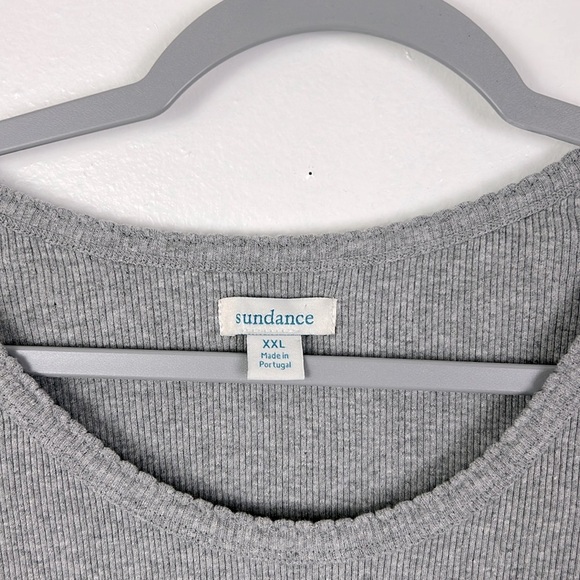 Sundance Women’s XXL Gray Ribbed Stretchy 100% Cotton Top - Picture 3 of 6